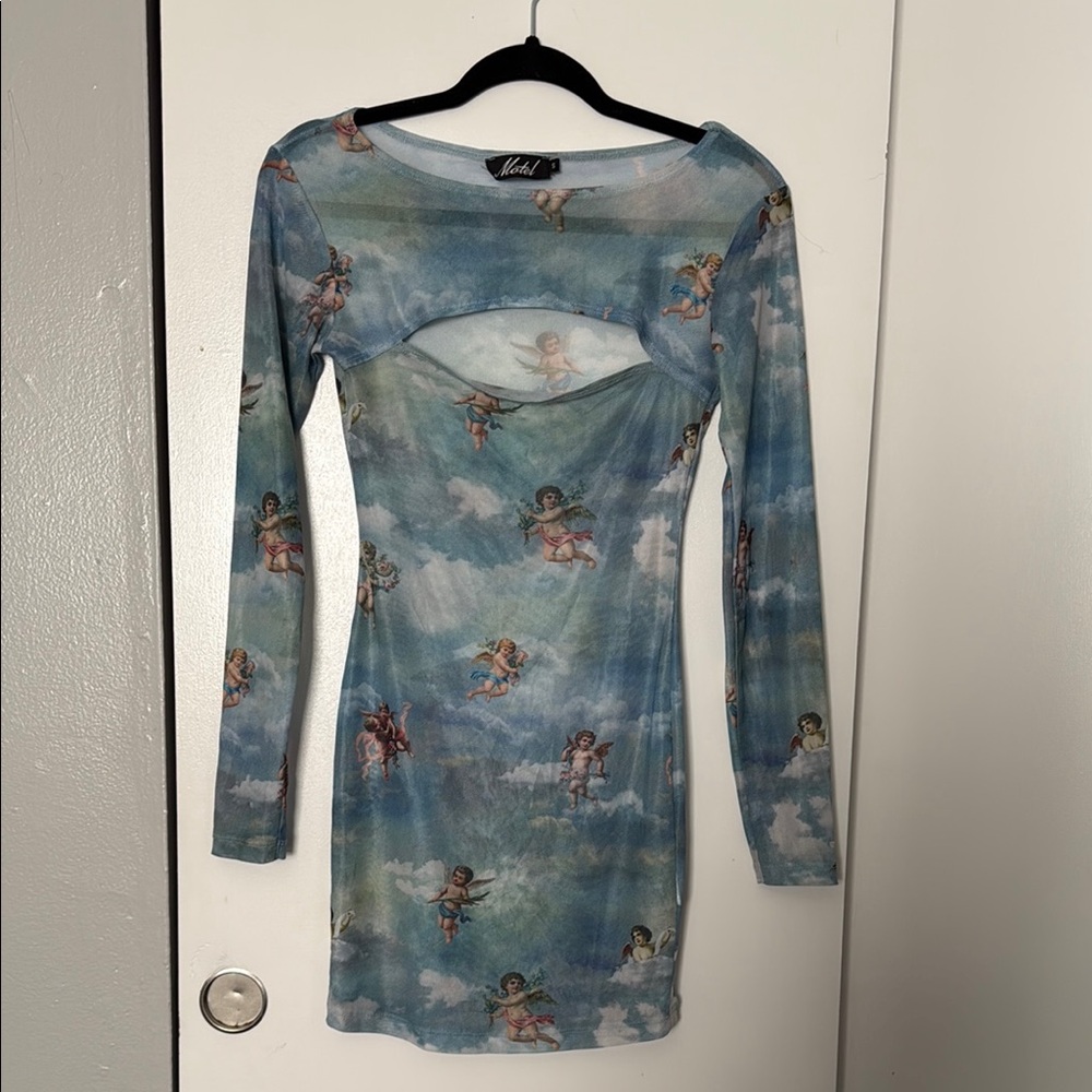 Motel Shimye Cherub Mesh Mini Dress